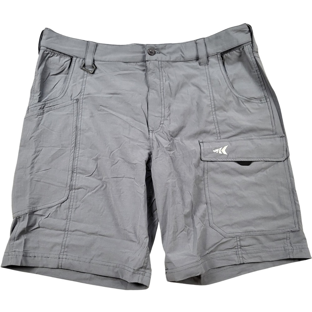 KastKing Mens Rekon Fishing Cargo Shorts Gray Quick Dry UPF 50 Size 40